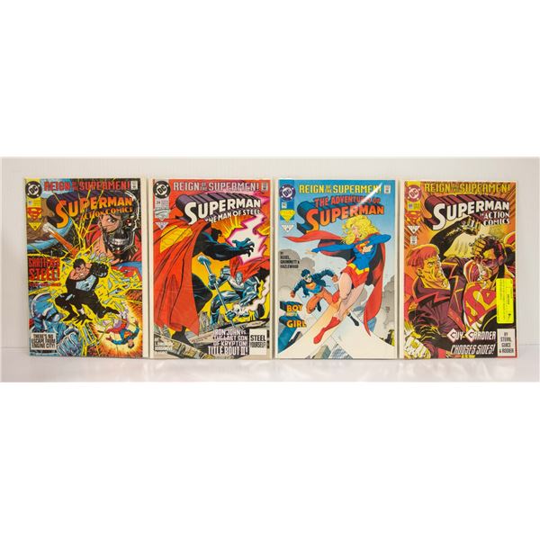 LOT OF 4 DC COMICS REIGN OF THE SUPER MEN ISSUE