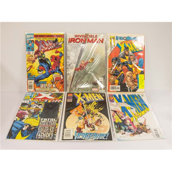 LOT OF 6 ASSORTED MARVEL COMICS X-MEN, IRON MAN