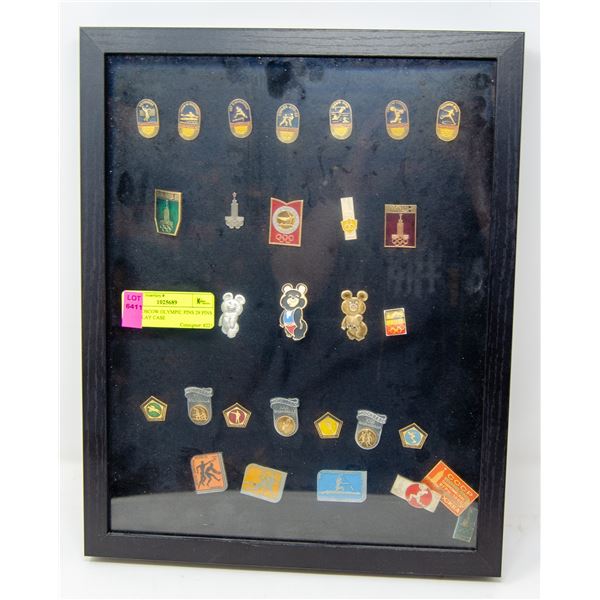 1980 MOSCOW OLYMPIC PINS 29 PINS & DISPLAY CASE