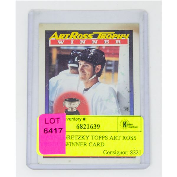 WAYNE GRETZKY TOPPS ART ROSS TROPHY WINNER CARD