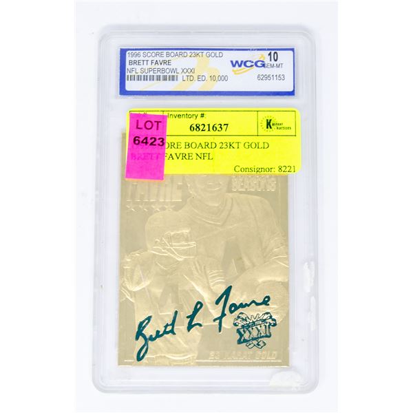 1996 SCORE BOARD 23KT GOLD BRETT FAVRE NFL