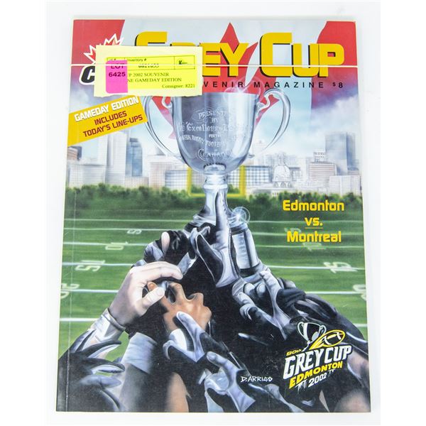 GREY CUP 2002 SOUVENIR MAGAZINE GAMEDAY EDITION