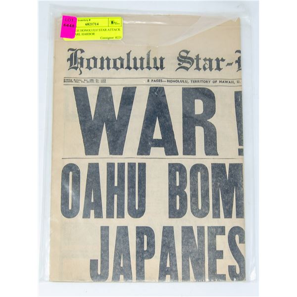 VINTAGE HONOLULU STAR ATTACK ON PEARL HARBOR