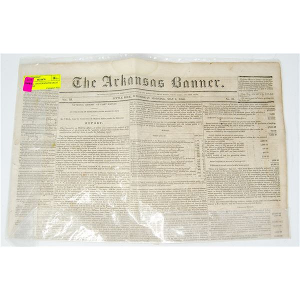 ORIGINAL 1846 NEWSPAPER GREAT SHAPE THE