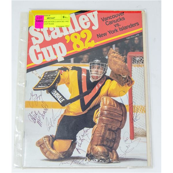 SIGNED VANCOUVER CANUCKS 1982 STANLEY CUP TEAM