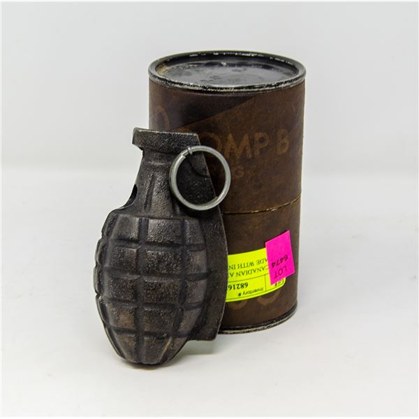 WW2 CANADIAN ARMY PRACTICE GRENADE WITH INTACT