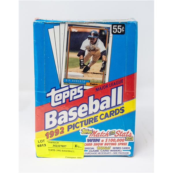 BOX OF TOPPS 1992 BASEBALL CARDS