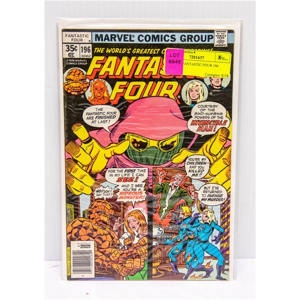 MARVEL FANTASTIC FOUR 196 COMIC