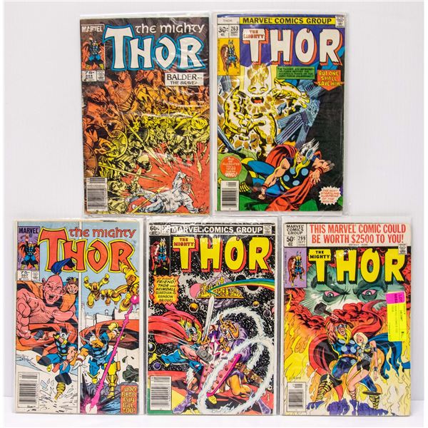 LOT OF 5 MARVEL COMICS THE MIGHTY THOR