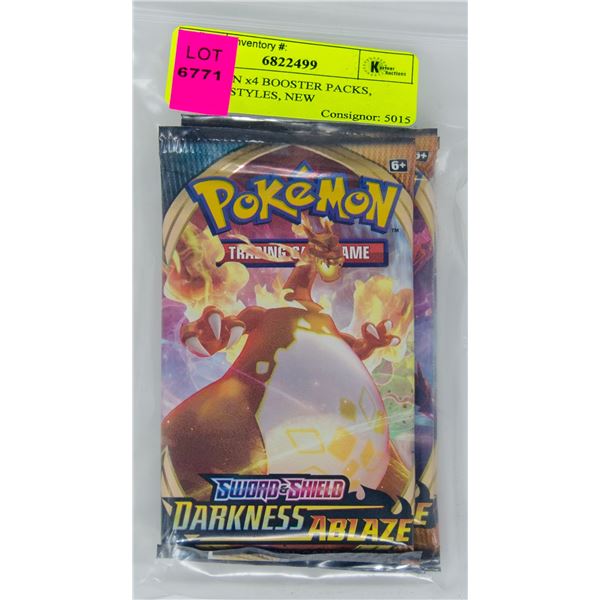 POKEMON x4 BOOSTER PACKS, BATTLE STYLES, NEW
