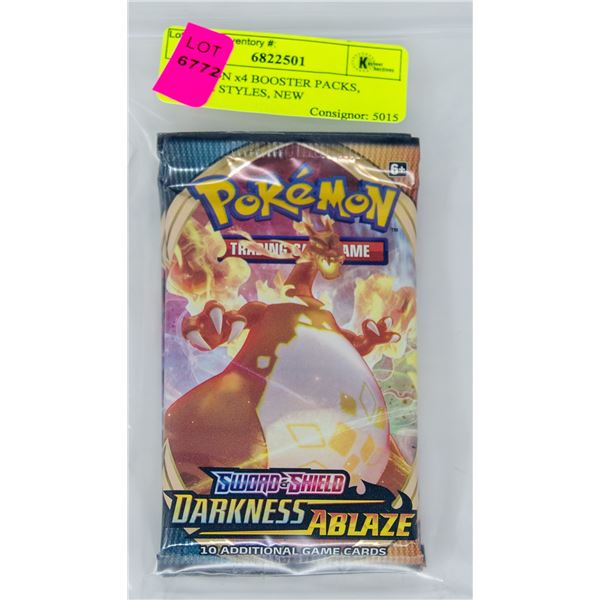 POKEMON x4 BOOSTER PACKS, BATTLE STYLES, NEW