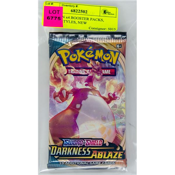 POKEMON x4 BOOSTER PACKS, BATTLE STYLES, NEW