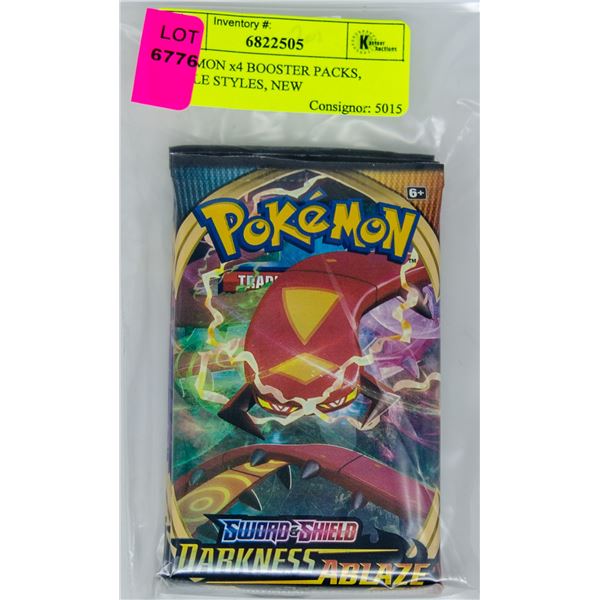 POKEMON x4 BOOSTER PACKS, BATTLE STYLES, NEW