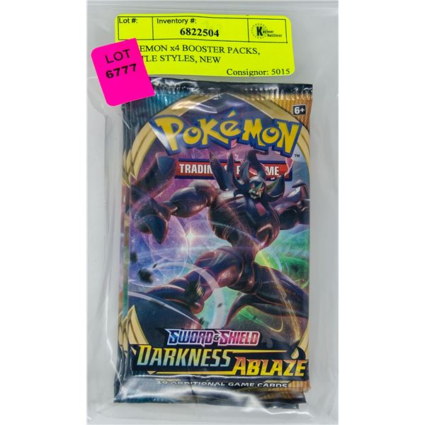 POKEMON x4 BOOSTER PACKS, BATTLE STYLES, NEW