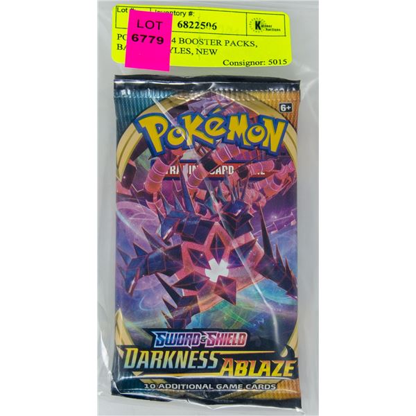 POKEMON x4 BOOSTER PACKS, BATTLE STYLES, NEW