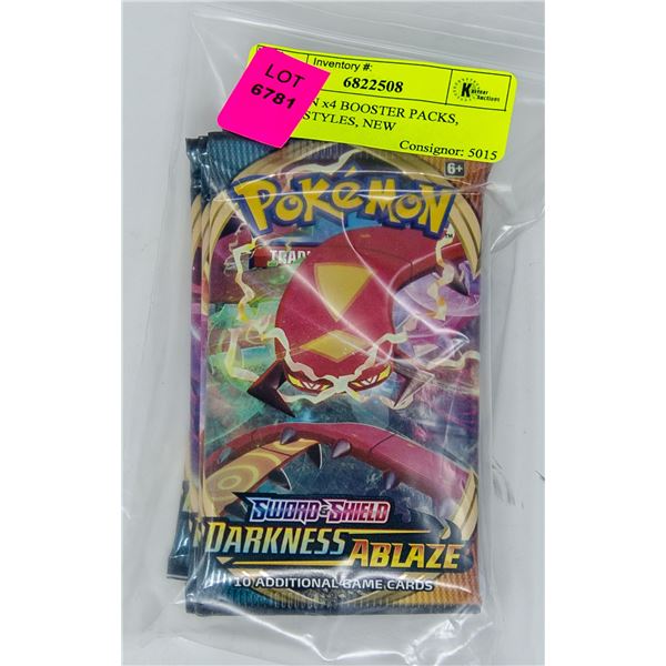 POKEMON x4 BOOSTER PACKS, BATTLE STYLES, NEW