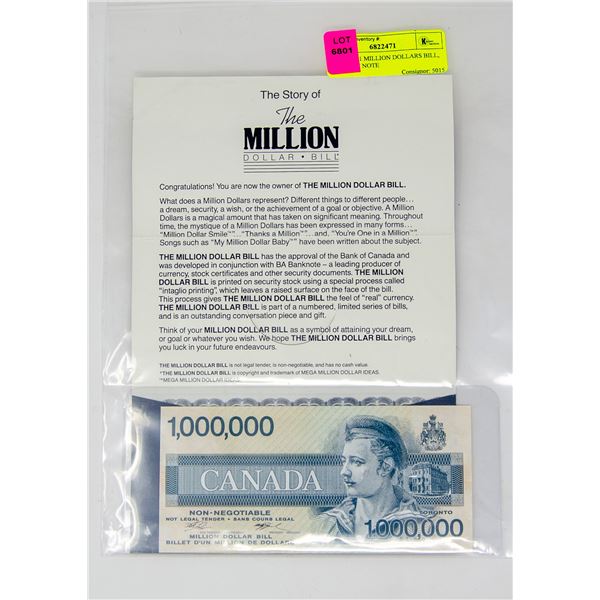 CANADA 1 MILLION DOLLARS BILL, NOVELTY NOTE