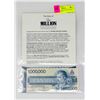 Image 1 : CANADA 1 MILLION DOLLARS BILL, NOVELTY NOTE