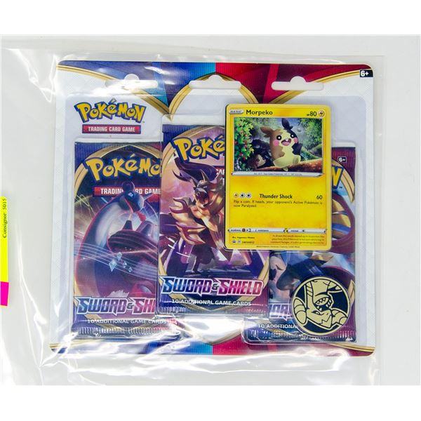 POKEMON PROMO CARDS x3 BOOSTER PACKS & COINS, NEW