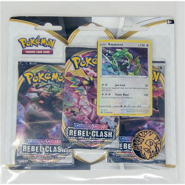 POKEMON PROMO CARDS x3 BOOSTER PACKS & COINS, NEW