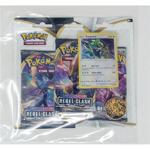 POKEMON PROMO CARDS x3 BOOSTER PACKS & COINS, NEW