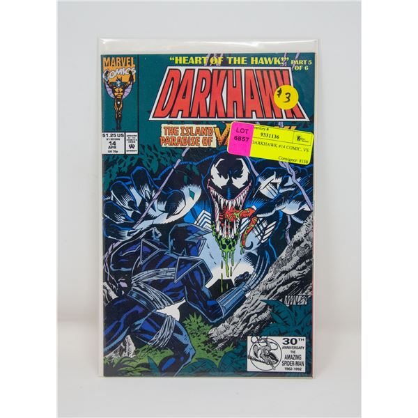 MARVEL DARKHAWK #14 COMIC, VS VENOM