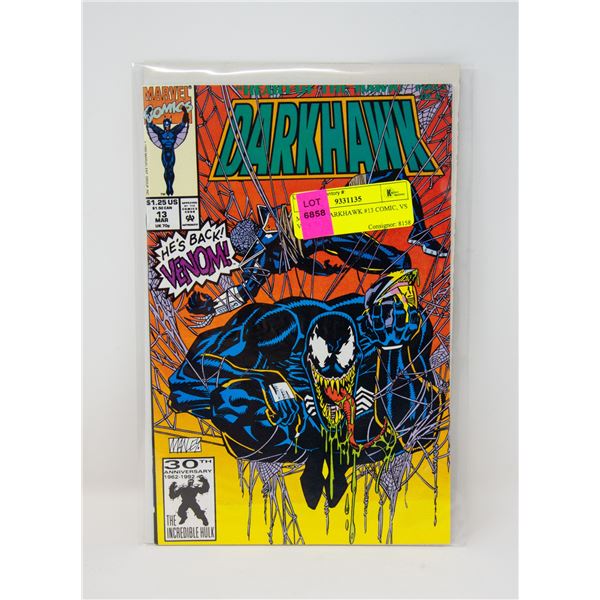 MARVEL DARKHAWK #13 COMIC, VS VENOM