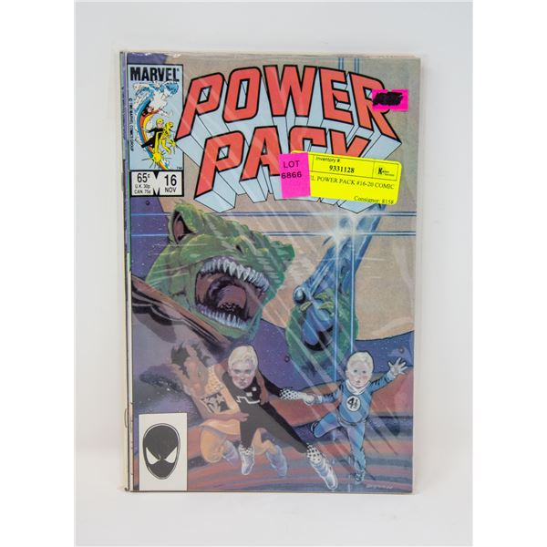 MARVEL POWER PACK #16-20 COMIC LOT