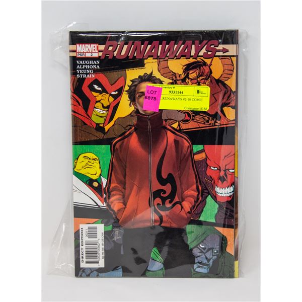 MARVEL RUNAWAYS #2-10 COMIC LOT