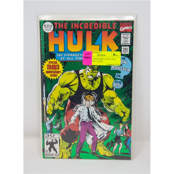 MARVEL INCREDIBLE HULK #393 GREEN FOIL COVER
