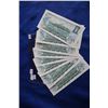 Image 2 : Canada One Dollar Bills (8) - 1973; 7 Sequenced; Ch Unc.