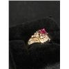 Image 1 : LADIES STAMPED 14K WHITE & YELLOW GOLD w/ RUBY & DIAMONDS Includes APPRAISAL REPORT (EST $3400)