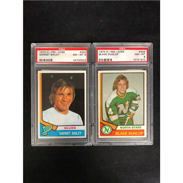 1974 O-PEE-CHEE GRADED HOCKEY CARD LOT (#332 BAILEY/ #308 DUNLOP)