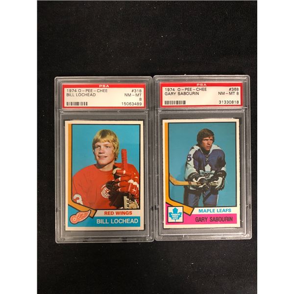 1974 O-PEE-CHEE GRADED HOCKEY CARD LOT (#318 LOCHEAD/ #368 SABOURIN)