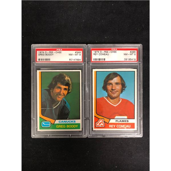 1974 O-PEE-CHEE GRADED HOCKEY CARD LOT (#349 BODDY/ #296 COMEAU)