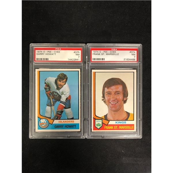 1974 O-PEE-CHEE GRADED HOCKEY CARD LOT (#375 HOWATT/ #374 MARSEILLE)