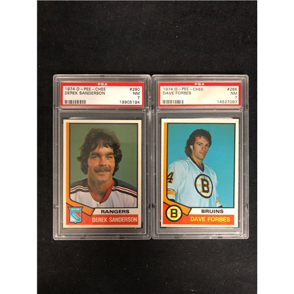 1974 O-PEE-CHEE GRADED HOCKEY CARD LOT (#290 SANDERSON/ #266 FORBES)