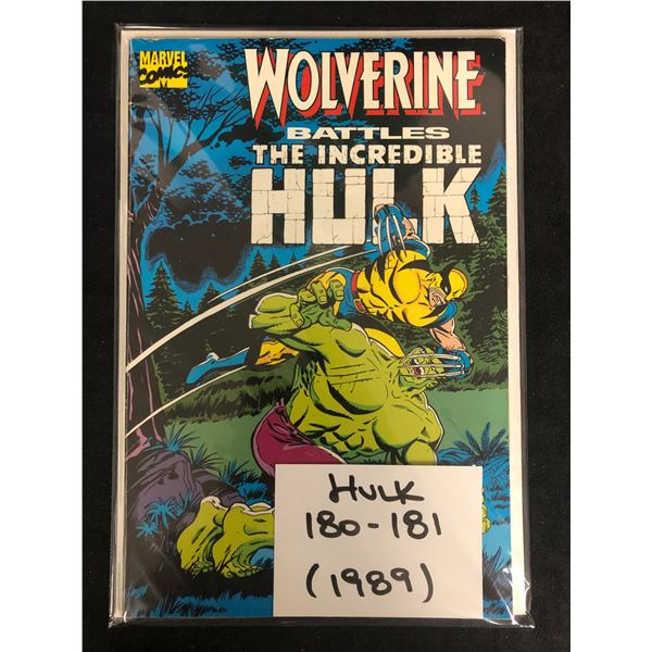 WOLVERINE Battles The INCREDIBLE HULK #180-181 (MARVEL COMICS) 1989