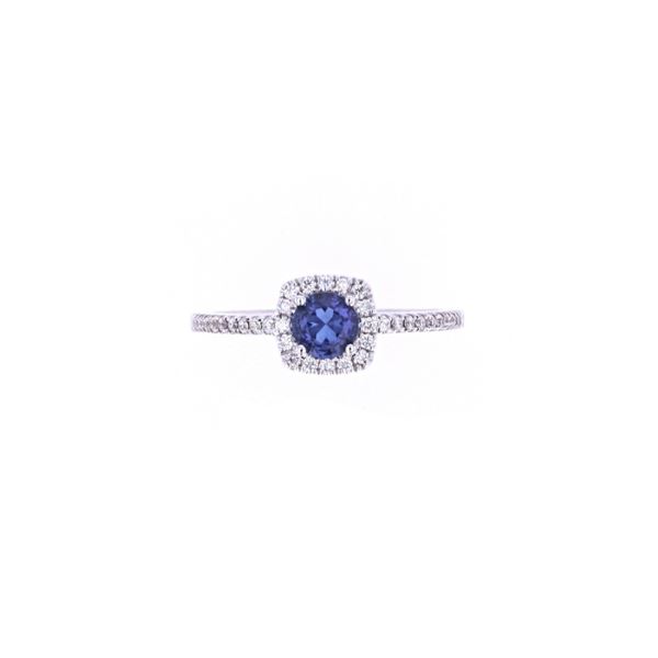 Blue Sapphire & Diamond 14k White Gold Ring