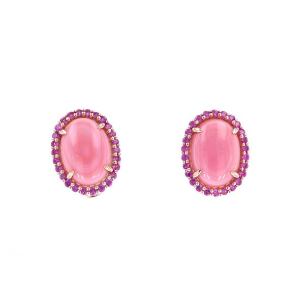 Pink Queen Conch Pearl & Pink Sapphire Earrings