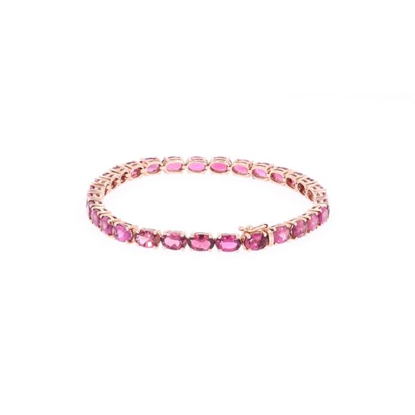 Pink Tourmaline & 14k Rose Gold Tennis Bracelet