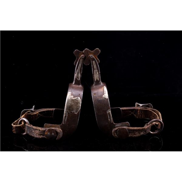 Kelly Bros & Parker Silver Overlay Spurs c 1909-19