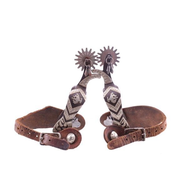 Ornate Silver Mounted Colorado Spurs c. 1950's