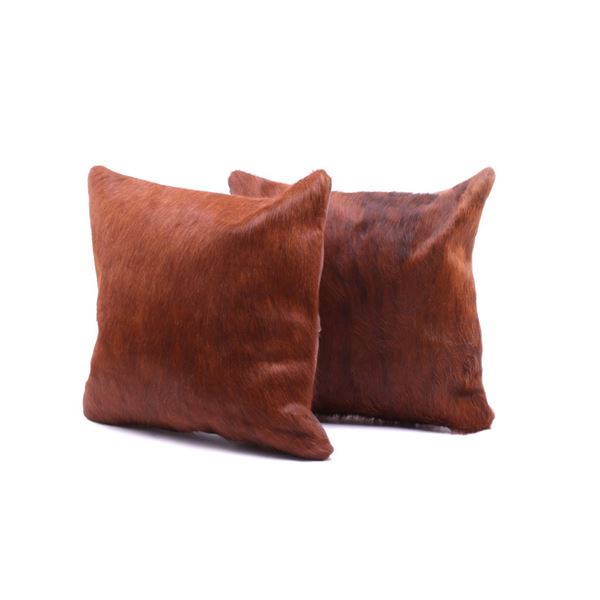 Red Angus Brown Cowhide Premium Pillow Set of Two