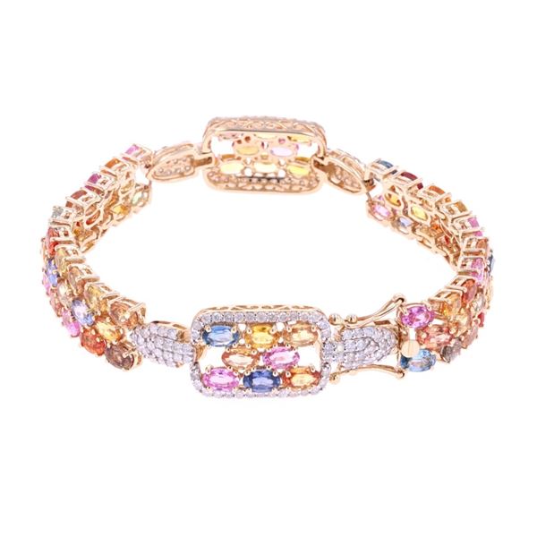 21.70 ct Multi-Colored Sapphire & Diamond Bracelet