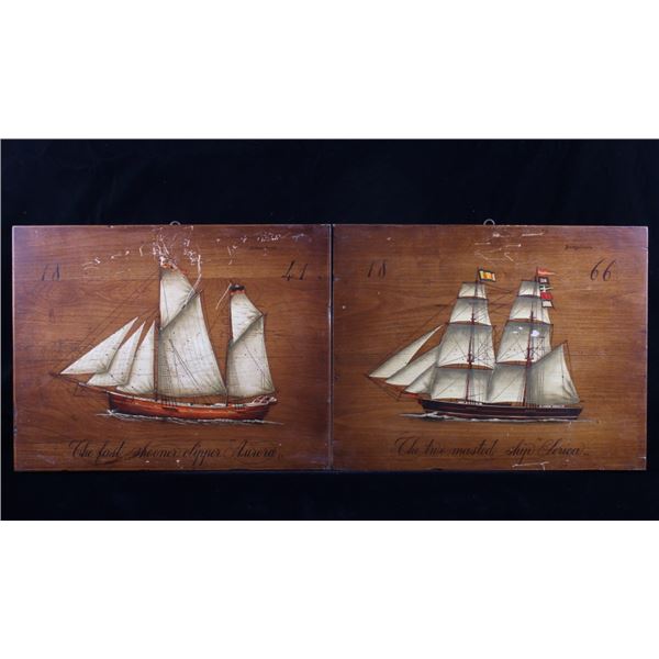 19th Century B Darte F Conz Sailing Ship Paintings