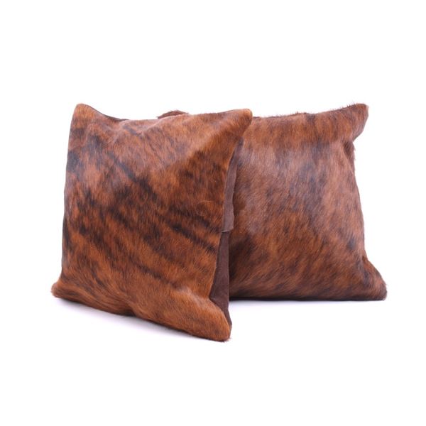 Brindle Brown & Black Cowhide Premium Two Pillows