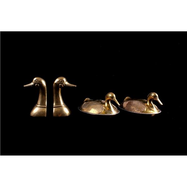 Brass Duck Serving Containers & Bookend Collection