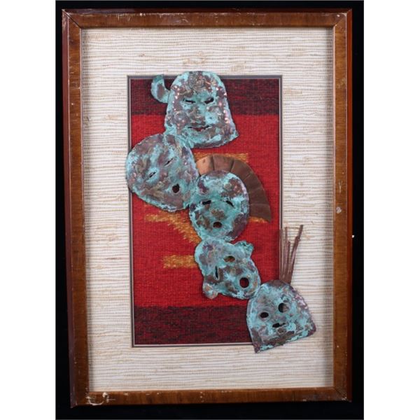 Copper Mask & Woven Blanket Framed Art