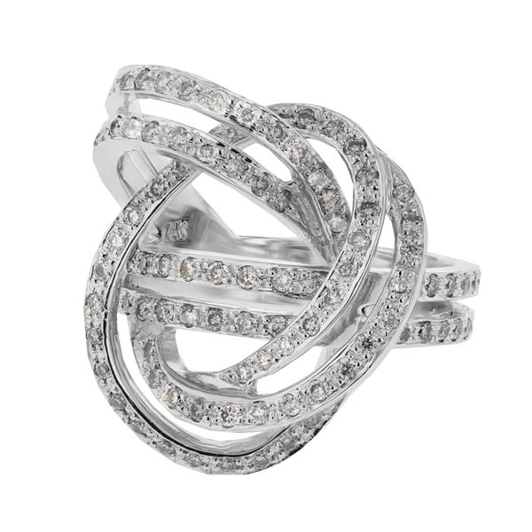 Natural 0.83 CTW Diamond Ring 14K White Gold - REF-109R8K